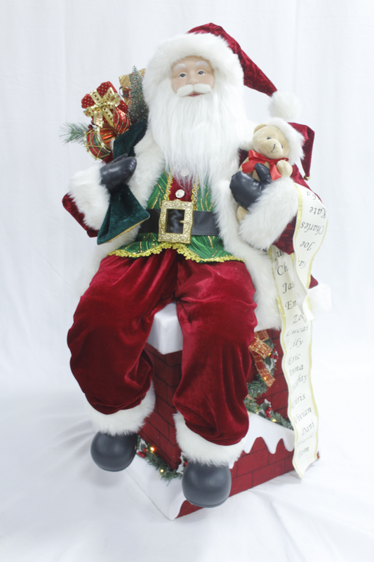 36in Sitting Santa with Light/chimney